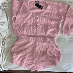 Fluffy shorts and cardigan set! 🥰